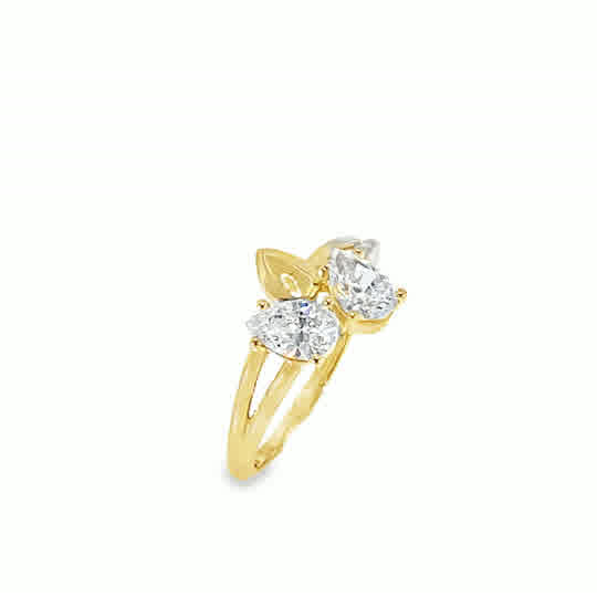 9ct CZ & Polished Pear Ring With Open Shoulders