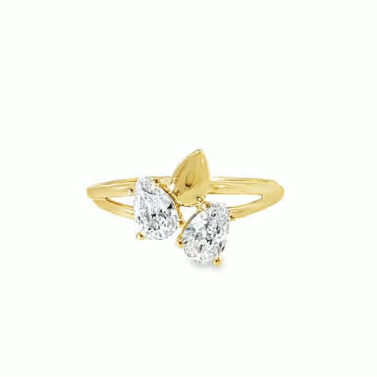 9ct CZ & Polished Pear Ring With Open Shoulders