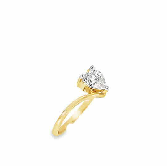 9ct Cubic Zirconia Heart Solitaire Twist Ring