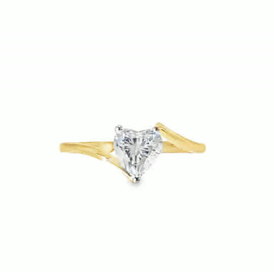 9ct Cubic Zirconia Heart Solitaire Twist Ring