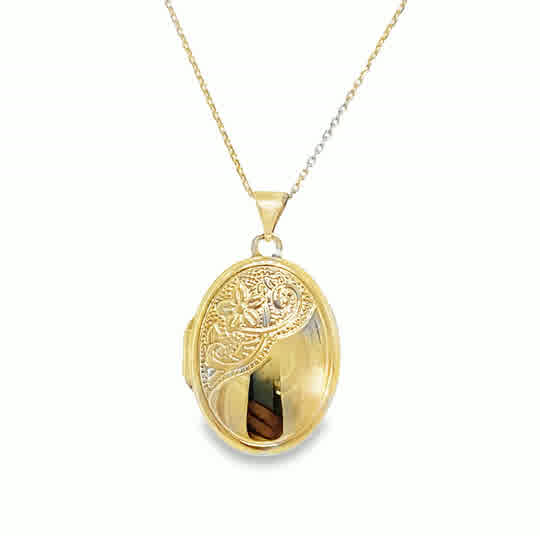 9ct Half Filigree Oval Locket