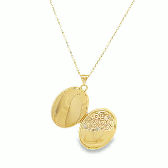 9ct Half Filigree Oval Locket