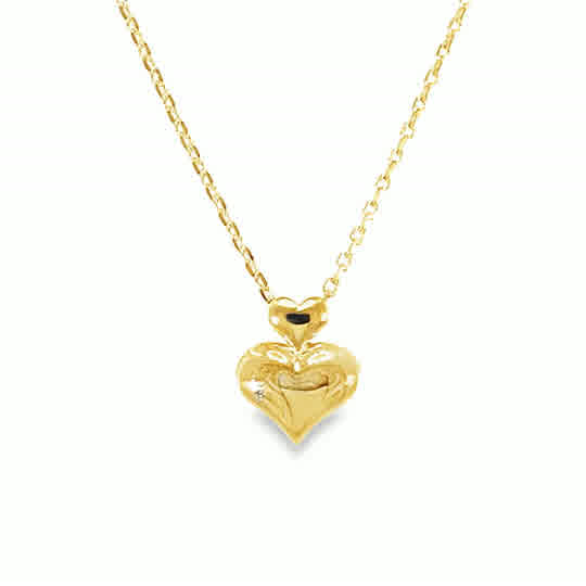 9ct Polished Double Heart Necklet