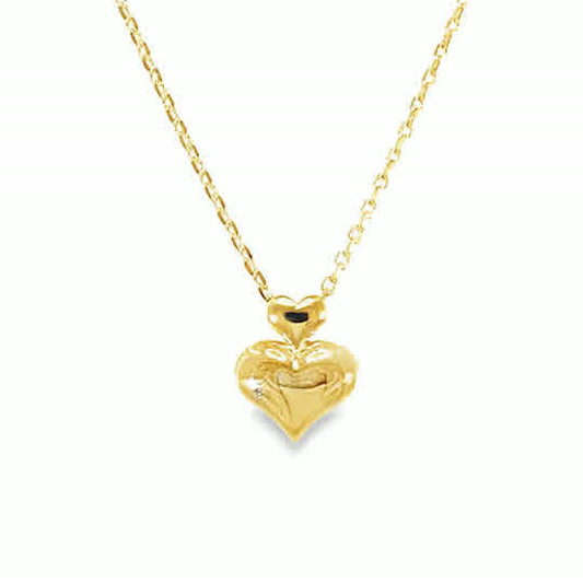 9ct Polished Double Heart Necklet