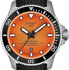 Gents Tissot Seastar 2000 44mm Powermatic Watch With Orange Dial