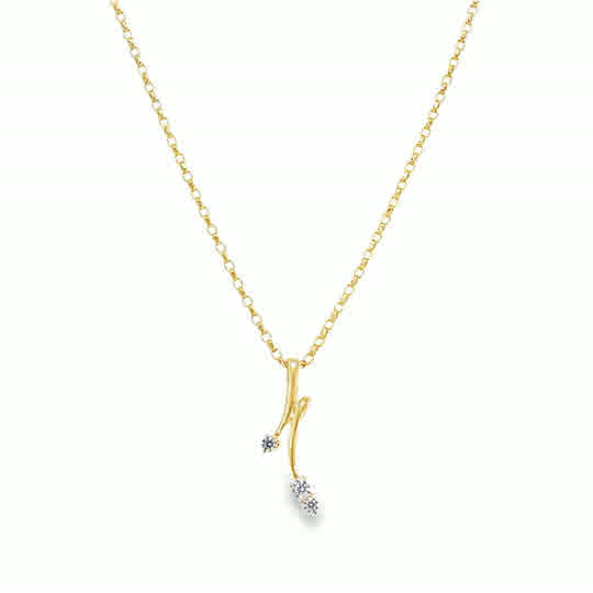 9ct CZ 2 Line Curve Drop Pendant
