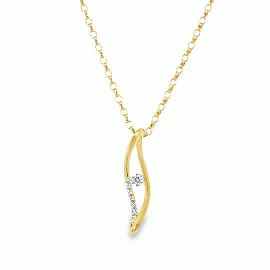 9ct CZ Open Swirl Pendant With Center Stone