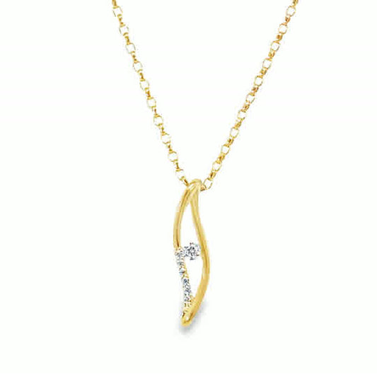9ct CZ Open Swirl Pendant With Center Stone