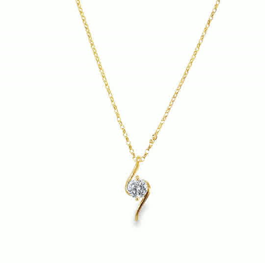 9ct CZ S Swirl Pendant With Center Stone