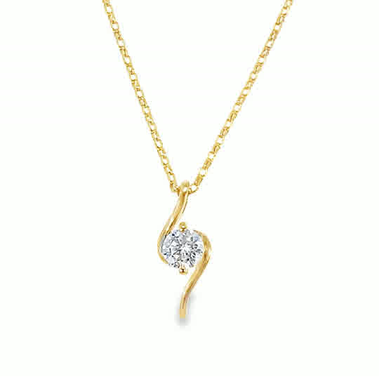 9ct CZ S Swirl Pendant With Center Stone