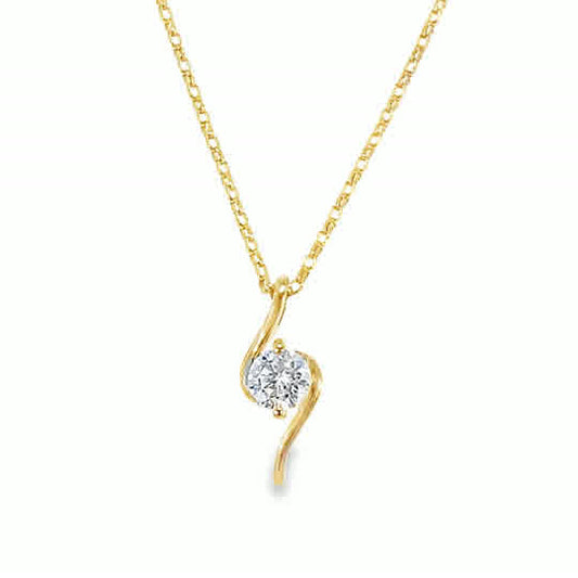 9ct CZ S Swirl Pendant With Center Stone