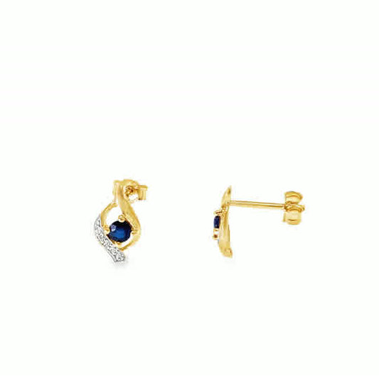 9ct CZ & Sapphire Swirl Stud Earrings