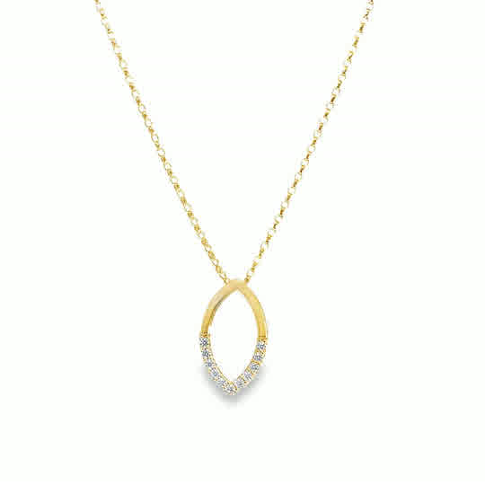 9ct CZ Open Maquise Leaf Pendant
