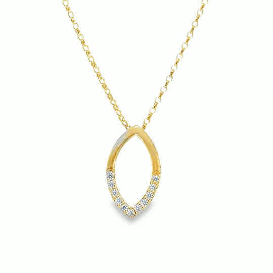 9ct CZ Open Maquise Leaf Pendant