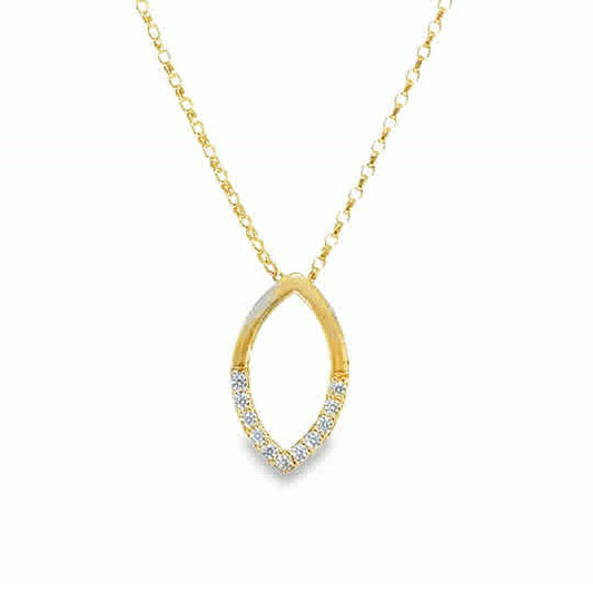 9ct CZ Open Maquise Leaf Pendant