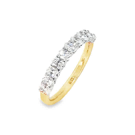 9ct 11 Stone Eternity Oval Cut Cultured Diamond Ring .80ct