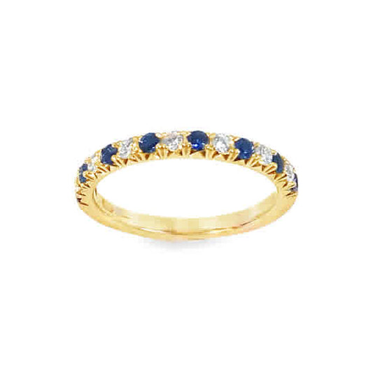 9ct Yellow Gold 15 Stone Sapphire and Diamond Eternity Ring .25ct