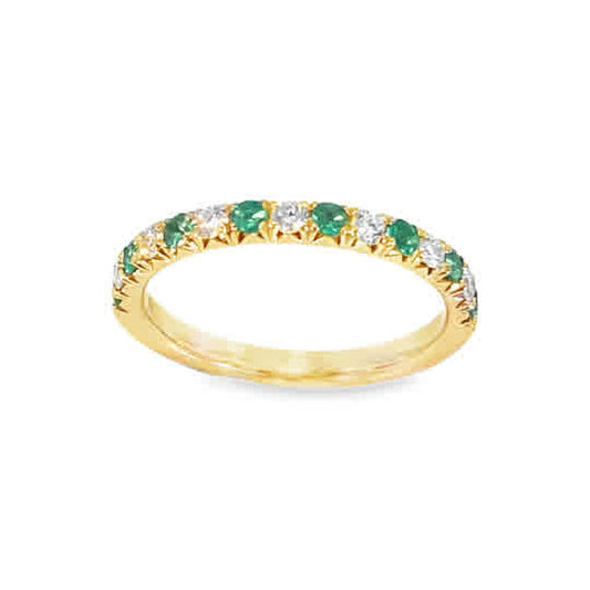 9ct Yellow Gold 15 Stone Emerald and Diamond Eternity Ring .25ct