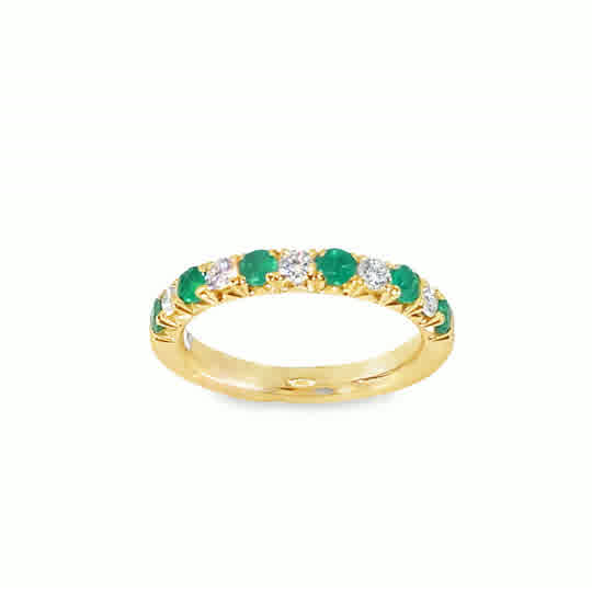 9ct Yellow Gold 11 Stone Emerald and Diamond Eternity Ring .35ct