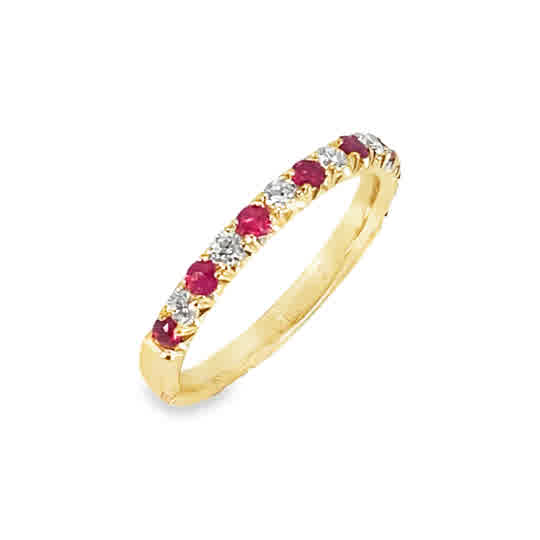 9ct Yellow Gold 15 Stone Ruby and Diamond Eternity Ring .25ct