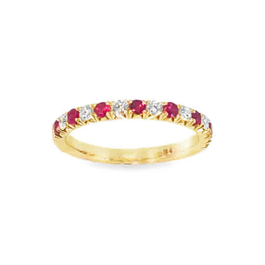 9ct Yellow Gold 15 Stone Ruby and Diamond Eternity Ring .25ct