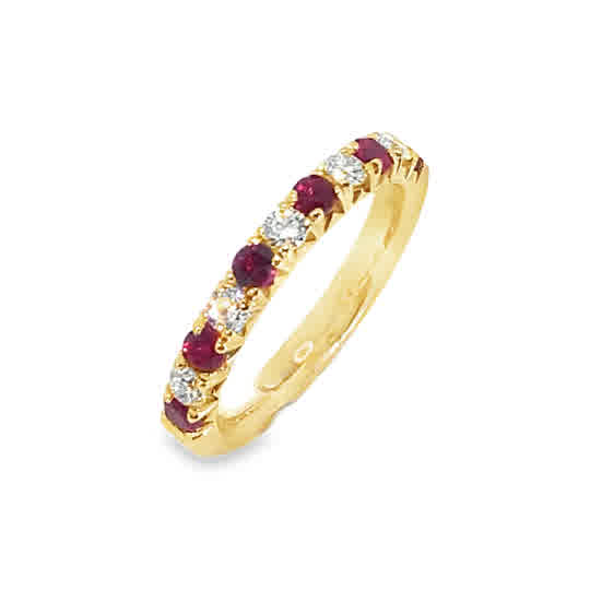 9ct Yellow Gold 11 Stone Ruby and Diamond Eternity Ring .35ct