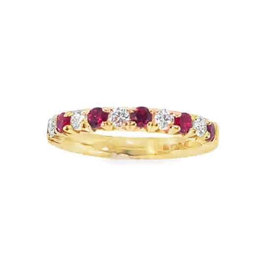 9ct Yellow Gold 11 Stone Ruby and Diamond Eternity Ring .35ct