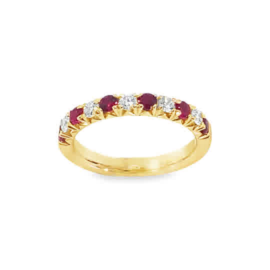 9ct Yellow Gold 11 Stone Ruby and Diamond Eternity Ring .35ct