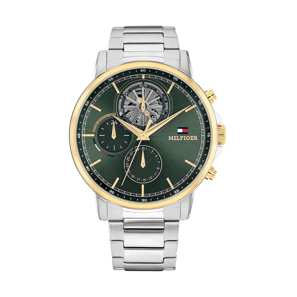 Gents Tommy Hilfiger Stewart Chronograph Open Heart Green Dial