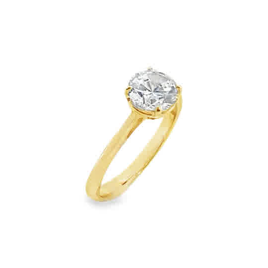 9ct Yellow Gold Round Solitaire Cubic Zirconia Ring