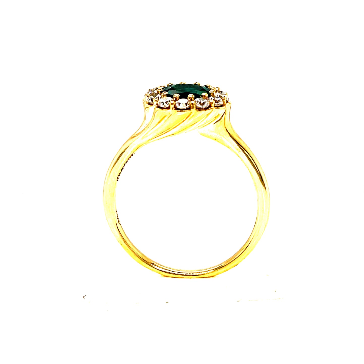 9ct Green And Cubic Zirconia Round Cluster Ring