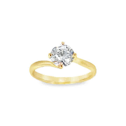 9ct Yellow Gold Round Solitaire Twist Cubic Zirconia Ring