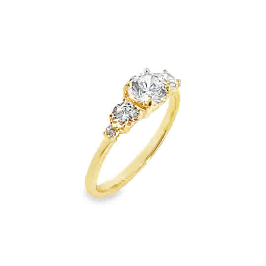 9ct Yellow Gold 5 Stone Cubic Zirconia Ring