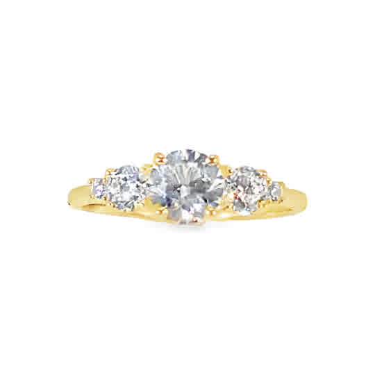 9ct Yellow Gold 5 Stone Cubic Zirconia Ring