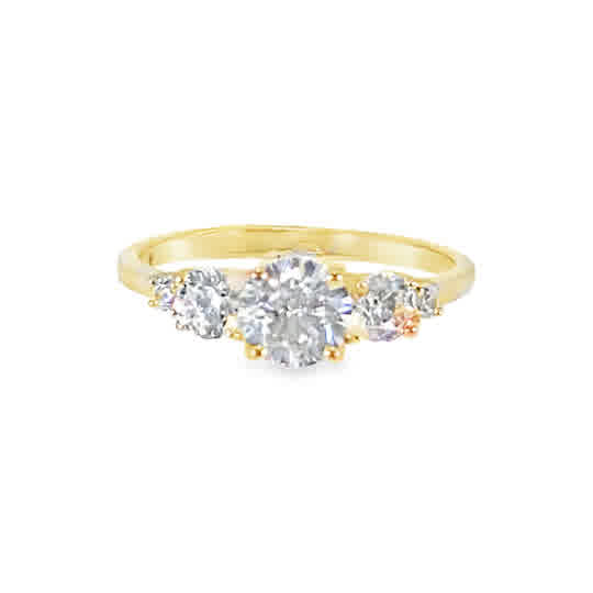 9ct Yellow Gold 5 Stone Cubic Zirconia Ring