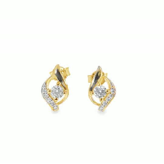 9ct CZ Swirl Stud Earrings