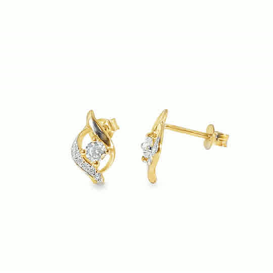 9ct CZ Swirl Stud Earrings