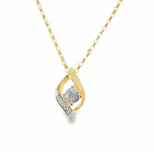 9ct CZ Swirl Pendant