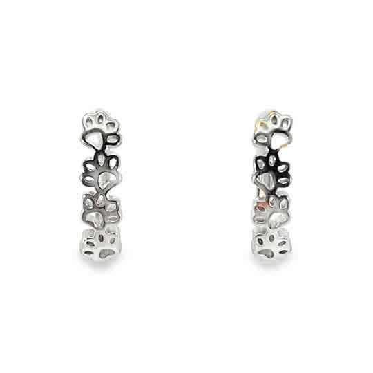 Sterling Silver Earring Drop Paw Print
