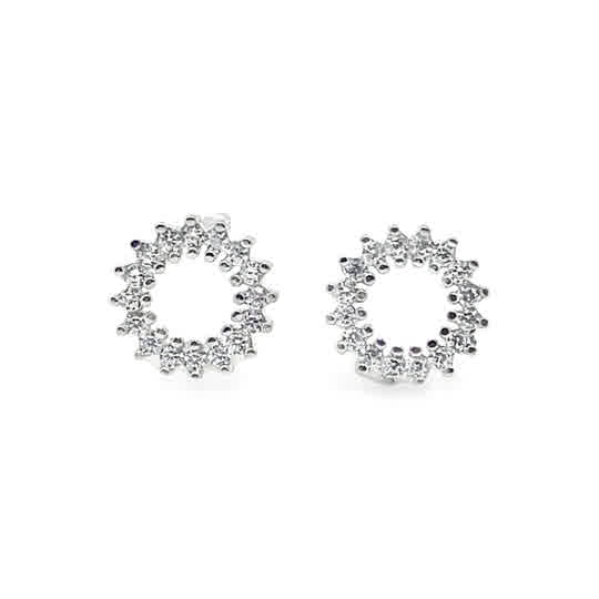 Sterling Silver Open Cubic Zirconia Circle Earrings