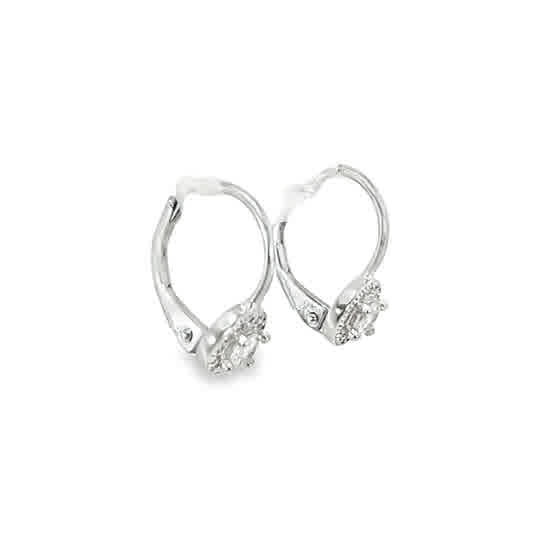 Sterling Silver Drop Halo Cubic Zirconia Earrings
