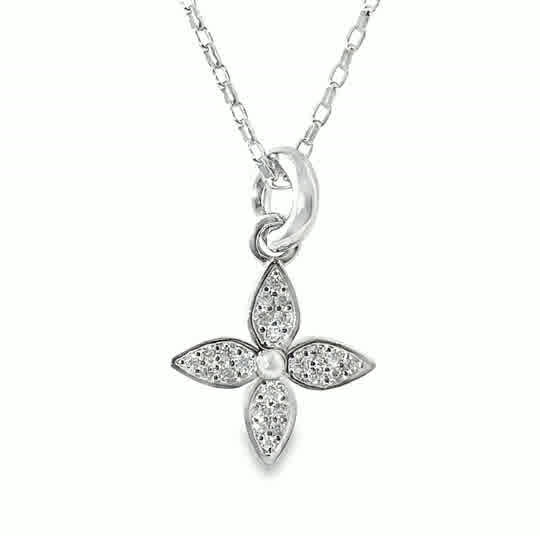 Sterling Silver Cubic Zirconia Leaf Pendant
