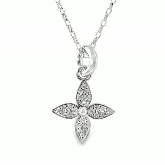 Sterling Silver Cubic Zirconia Leaf Pendant