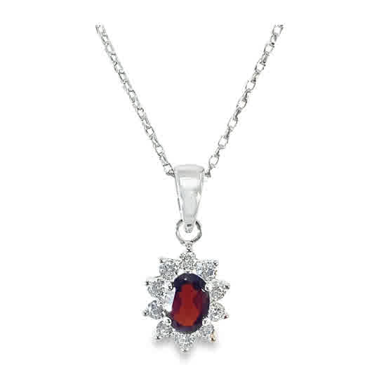 Sil Pdant Red/Cz Clus