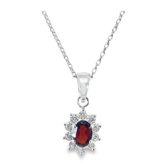 Sil Pdant Red/Cz Clus