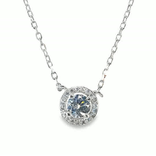 Sterling Silver Round CZ Halo Pendant