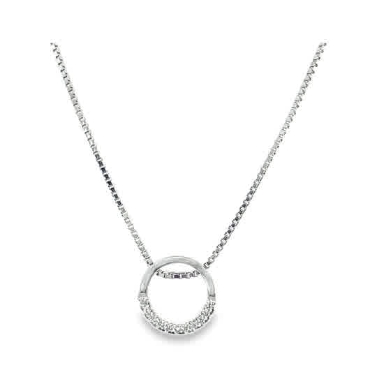 Sterling Silver CZ Open Circle Necklet