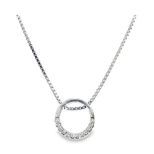 Sterling Silver CZ Open Circle Necklet
