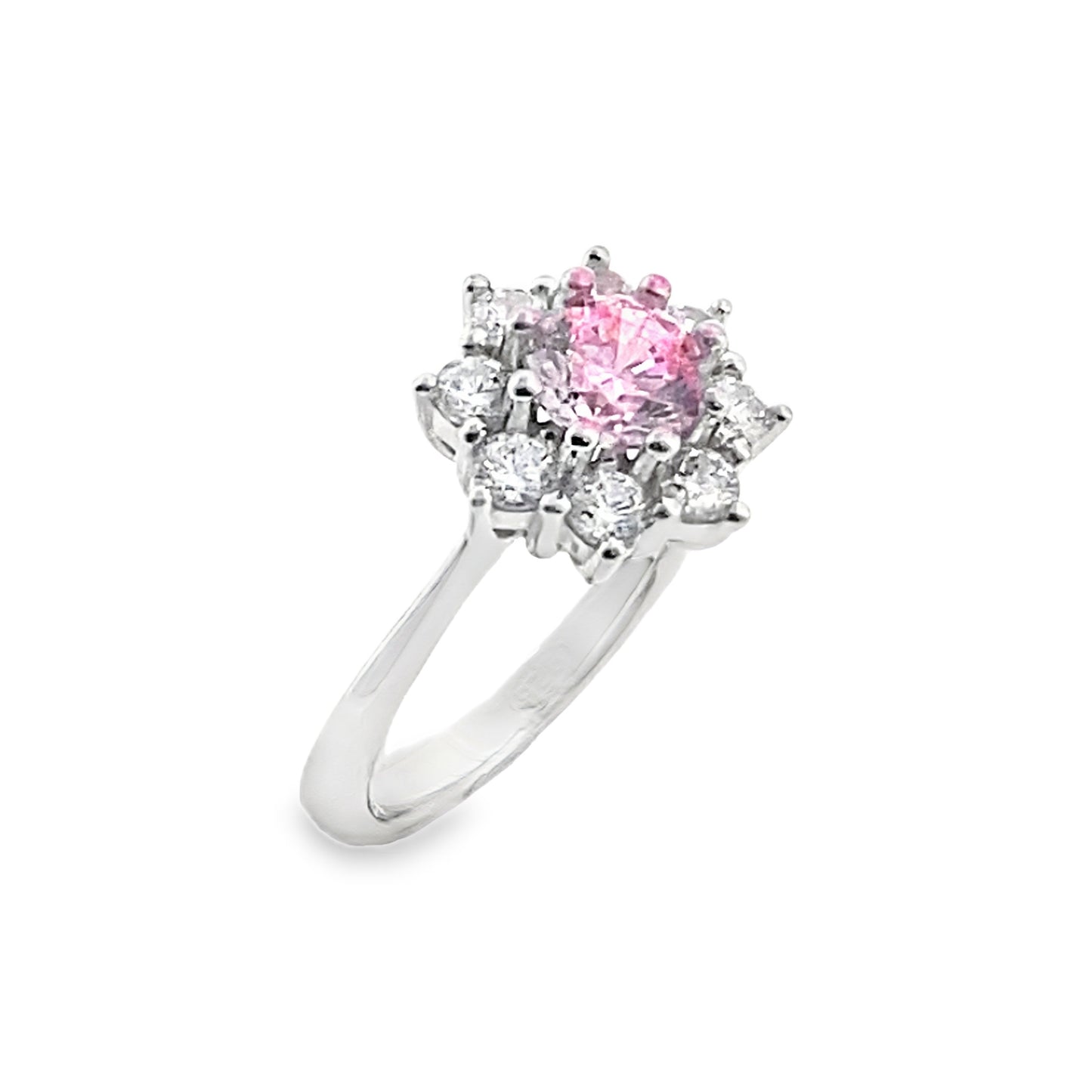 Sterling Silver Pink Flower Cluster Ring