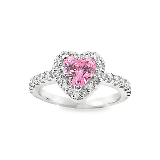 Sterling Silver Pink CZ Heart Cluster Ring